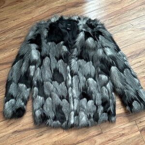 Forever 21 Black and Gray Faux Fur Teddy Jacket